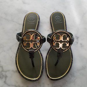 Tory Burch Sandal Metal Miller Stamped Snake Print